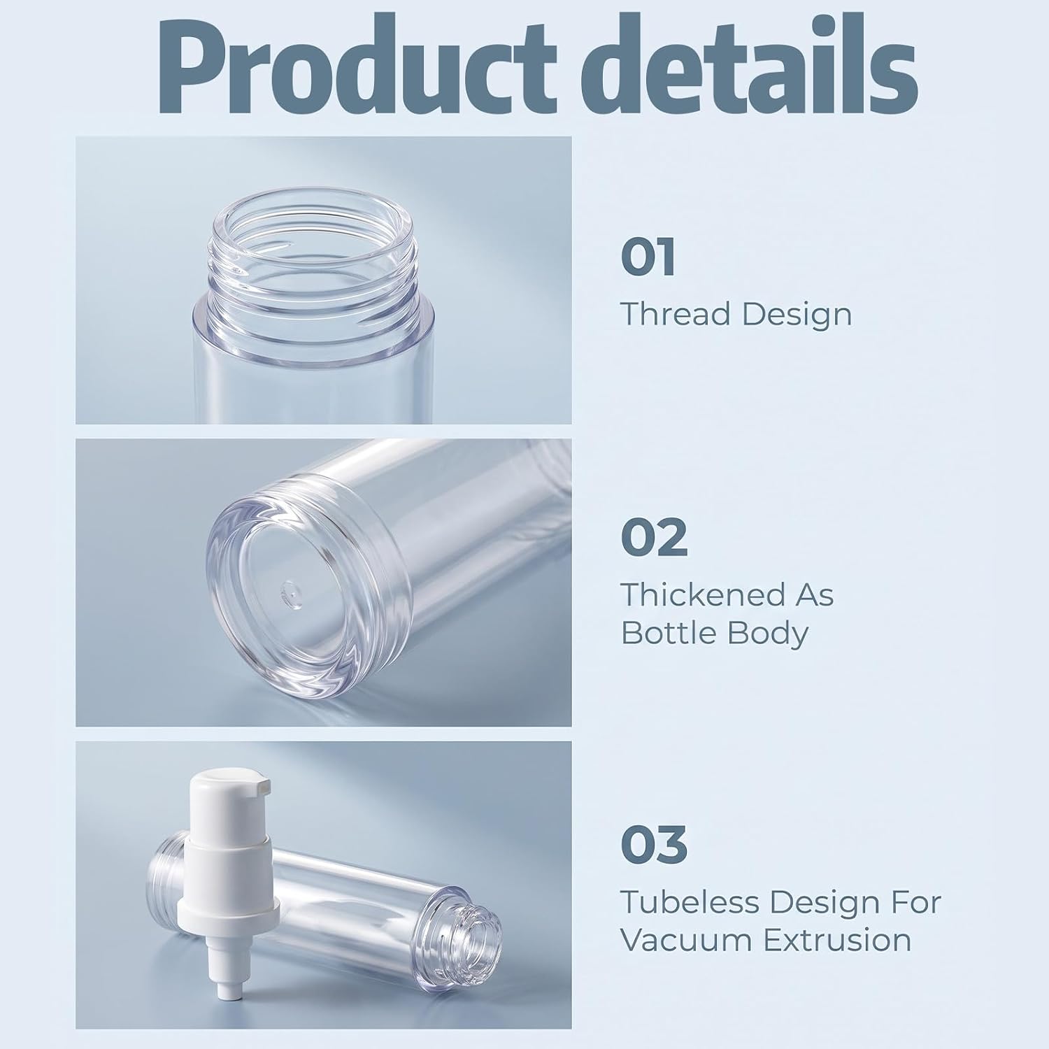 12Pcs Airless Travel Pump Bottles Plastic Empty Pump Bottle