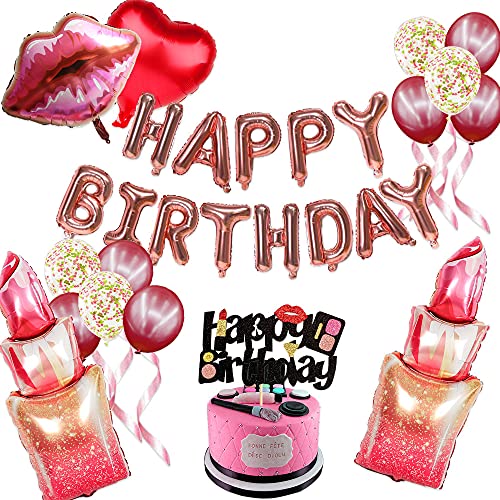 LaVenty 15 PCS Queen Birthday Decoration Sexy Birthday Decoration Lip Birthday Decoration Heels Birthday Decoration Makeup Birthday Balloons Spa Birthday Balloons Lady In Red Birthday Decoration