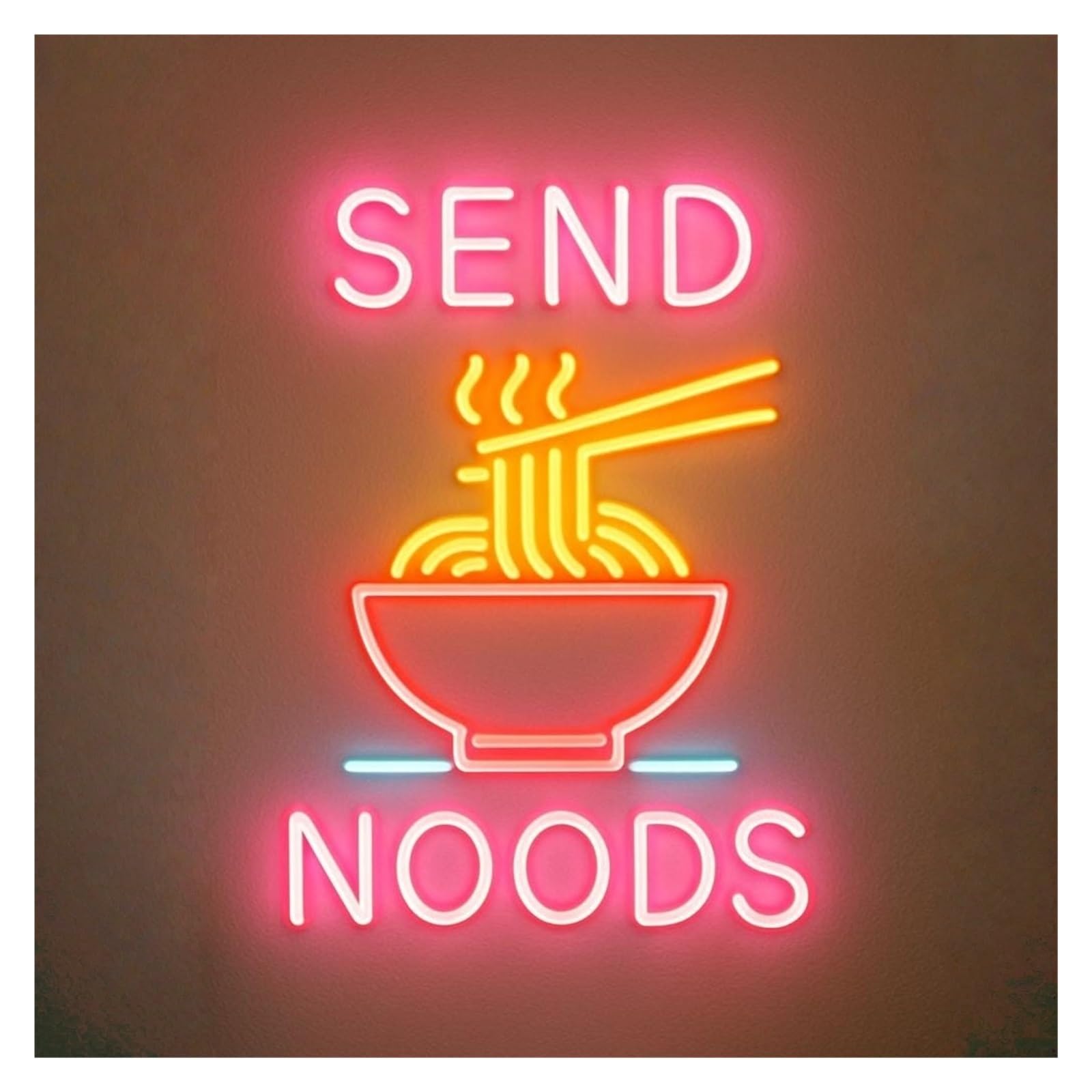 Rongch One Color Hanging Art Signs Sent Noodles Neon Sign Led Light Dimmable For Eating Noodle Restaurant Street Food Store Decor 45Cm