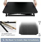 Standing Desk Converter 60 cm - STANDNEE Adjustable Sit Stand Desk Riser, 19 - 40cm Height Adjustable, Fully Assembled Monitor Laptop Workstation for Home Office, Black