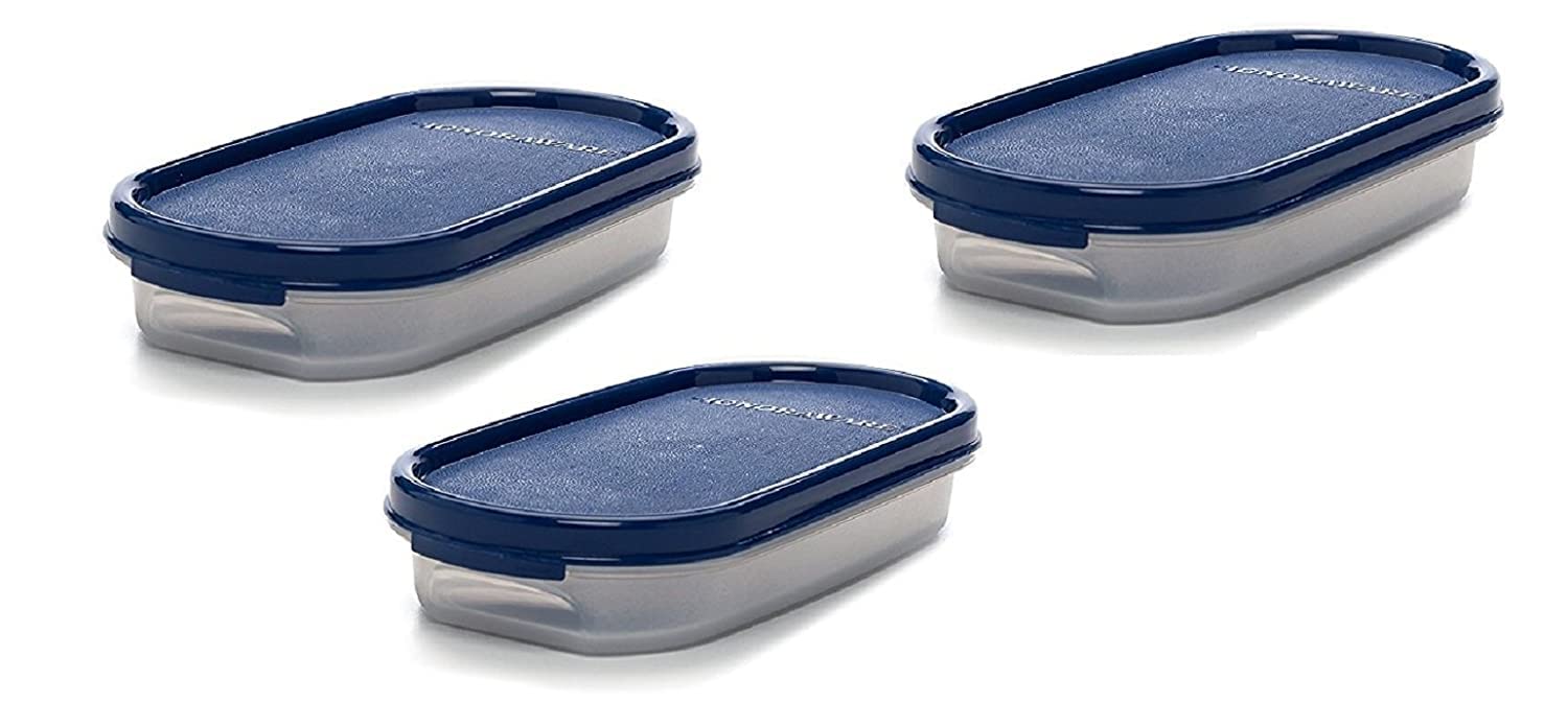 SIGNORA WARE Modular Half Oval Plastic Container Set, 200ml, Set of 3, Mod Blue
