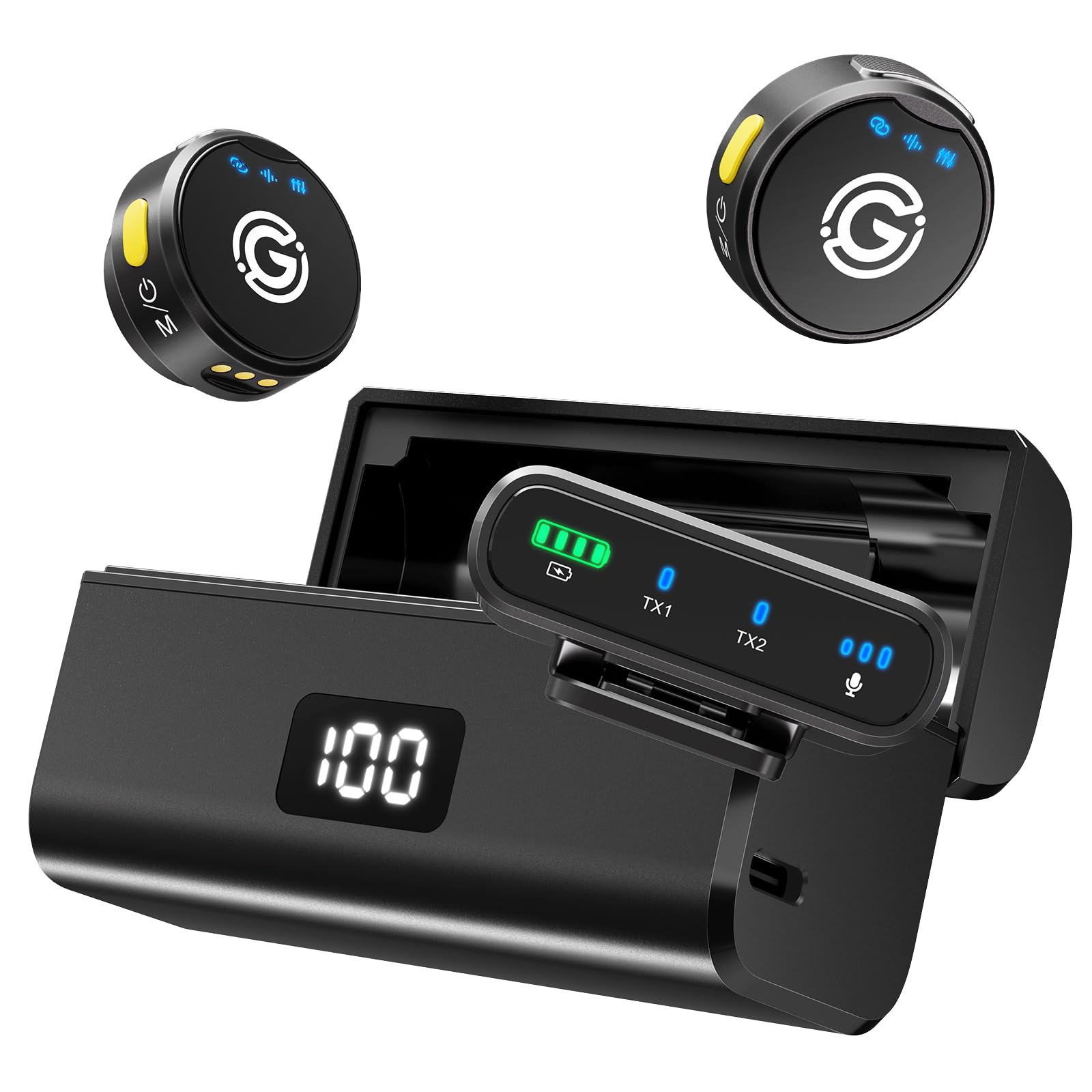 Micrófono Lavalier inalámbrico para iPhone/Android/cámara/PC/portátil, Lightning/USB-C/Plug Mini micrófono de solapa inalámbrico, audio de alta fidelidad, cancelación de ruido para grabación
