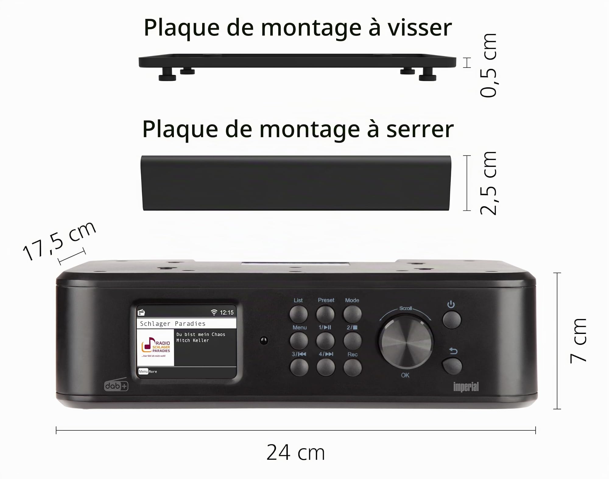 Imperial Dabman i460 | Radio Internet, Dab+ et FM | Streaming intégré | Bluetooth émetteur/récepteur | Enregistrement USB | Noir