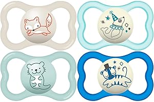 Air Glow-in-the-Dark Pacifiers for Sensitive Boys Aged 6+ Months (4-Count)