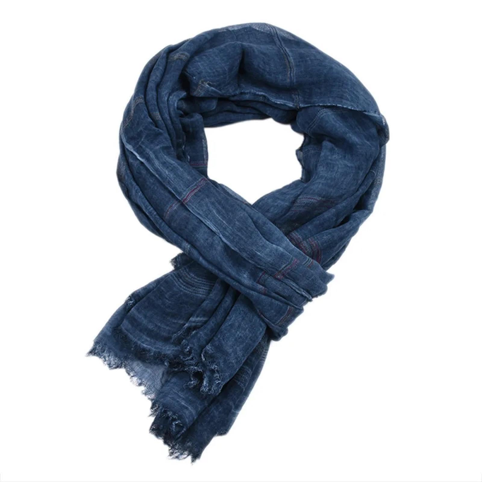 Sciarpa Scialle Invernale Sciarpe Sciarpa Invernale da Uomo Europea E Americana in Cotone E Lino Tinto in Filo A Righe, Sciarpe da Uomo con Nappe, Scialle Lungo, Accessori Maschili