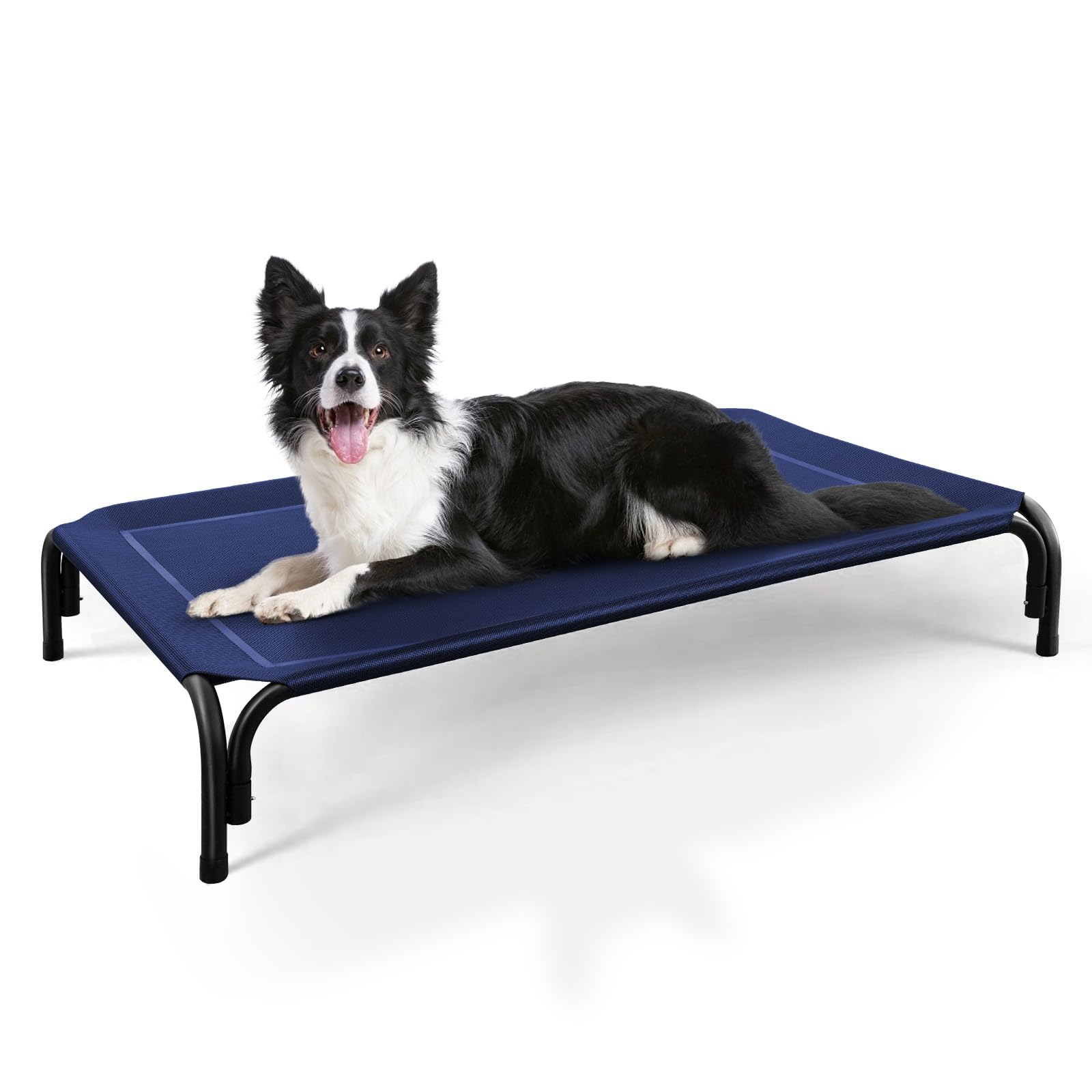 DOPEDIO Raised Dog Bed Blue L Size Cooling Breathable Elevated Pet Bed Outdoor for Travel and Garden