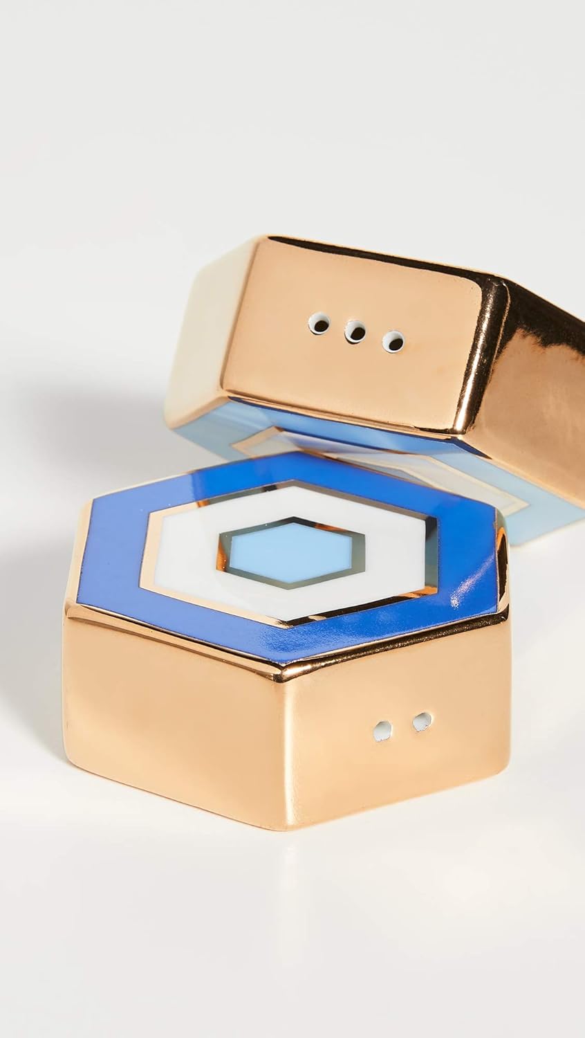 Blue Hexagonal Salt & Pepper Shakers by Jonathan Adler UK