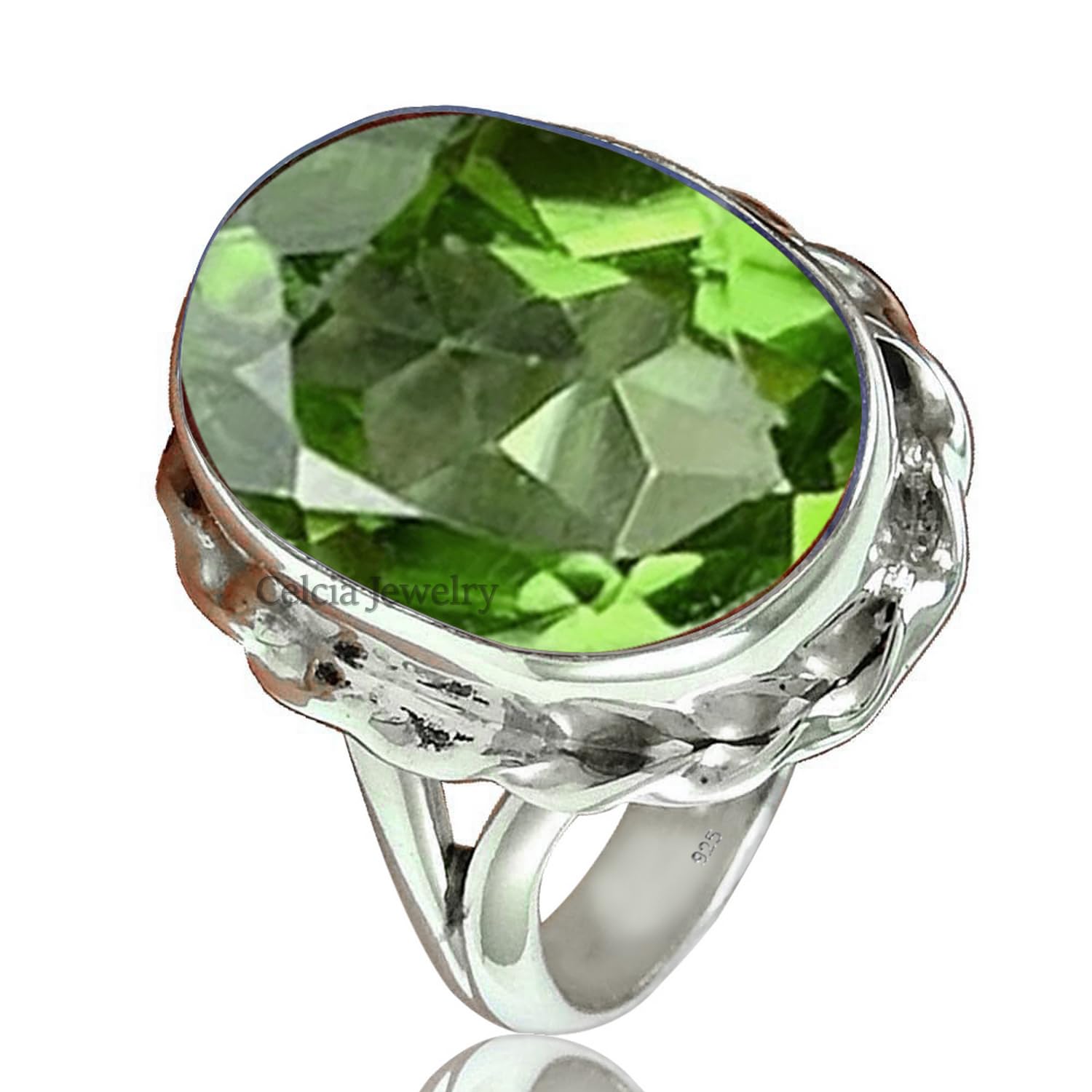 Natürlicher grüner Peridot-Edelstein, einzigartiger August-Geburtsstein-Ring, massiver 925er Sterlingsilber-Statement-Ring, antiker handgefertigter Schmuck für Frauen (Peridot, Größe 13)