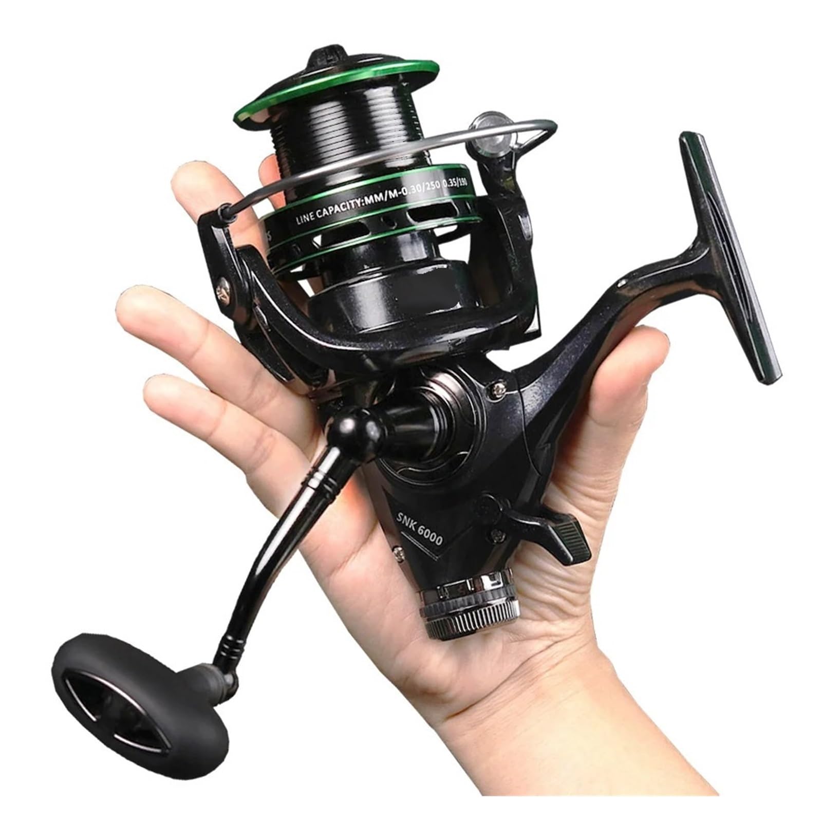 Carrete de Pesca Metal, Potencia Arrastre máxima 20Kg, Agua Salada, Dulce, Sistema Freno Delantero y Trasero Giratorio, Serie 3000/4000/5000/6000
