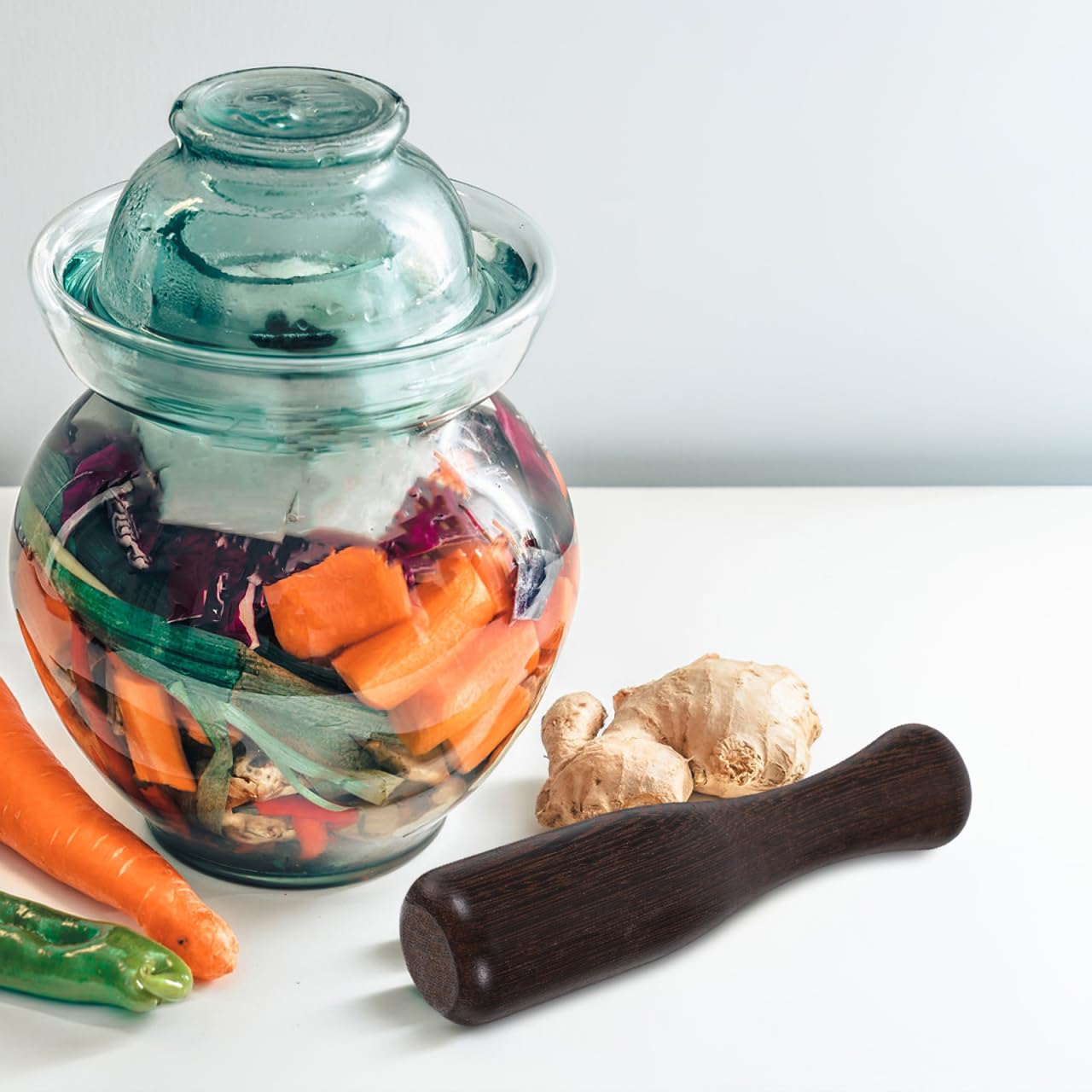TOPBATHY Holzstößel 6.7 Zoll Zum Fermentieren Und Verdichten Von Sauerkraut Und Eingelegtem Gemüse Vielseitiger Fermentieren Stampfer Aus Holz Für Küchenhelfer Und Hausgemachte Fermentation