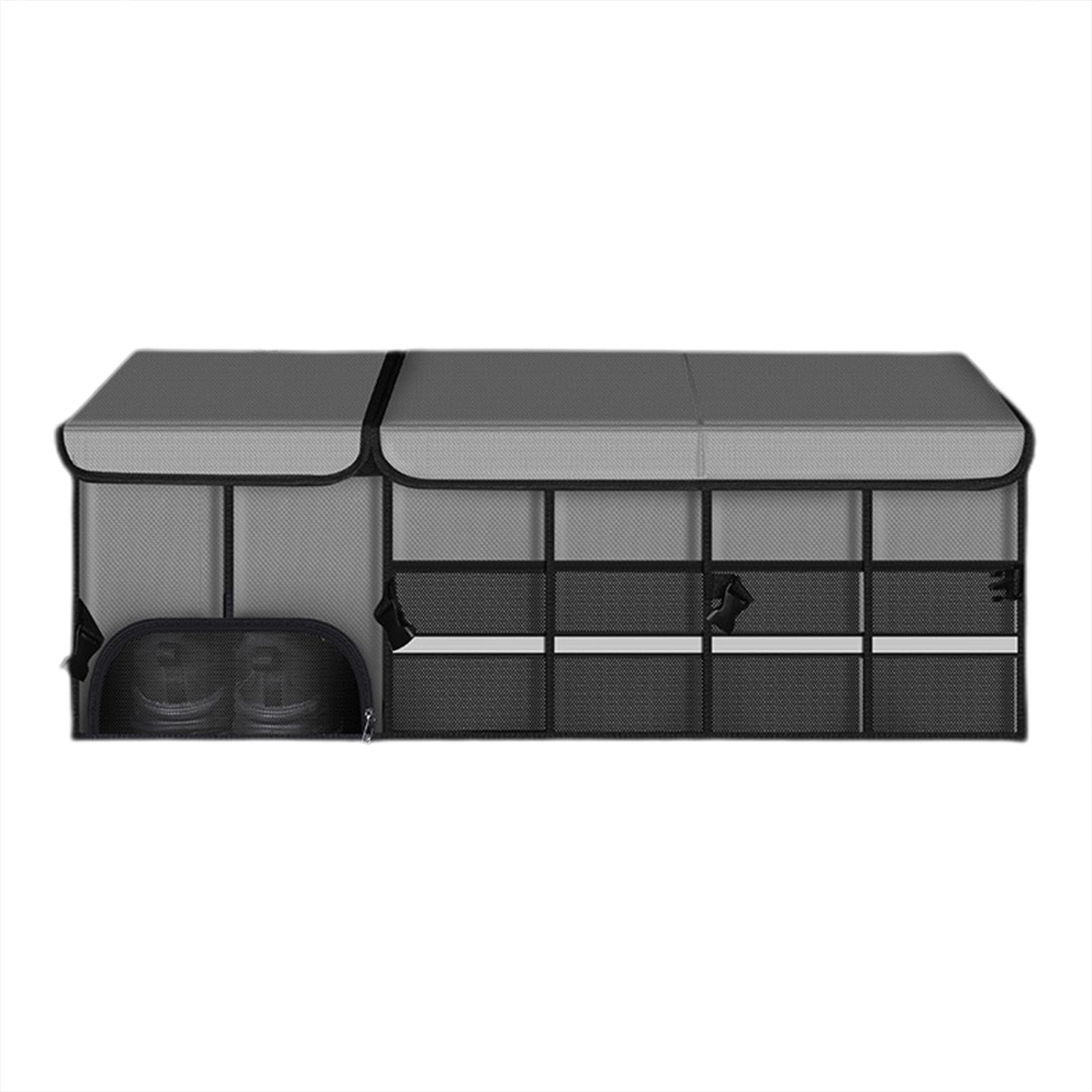 Organisateur de coffre de voiture avec couvercle, organisateur de rangement | Boîte de rangement Portable avec bande réfléchissan