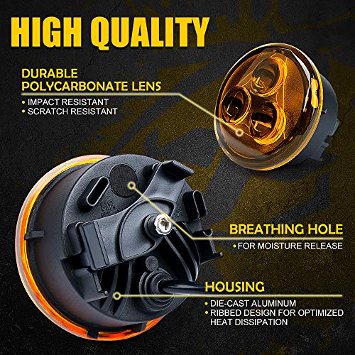 Image of Amber LED Turn Signal Light w /Clear Lens Compatible with 07-18 Jeep JK JKU | Aluminum, IP67 Waterproof, Plug N Play