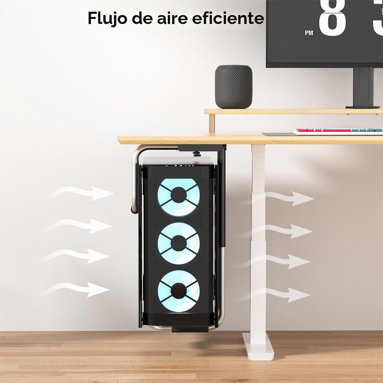 PUTORSEN Soporte pc CPU Bajo Mesa Ajustable Universal, Torre Heavy Duty con Almohadilla Protectora, Excelente Circulación de Aire para Casos de PC hasta 30kg
