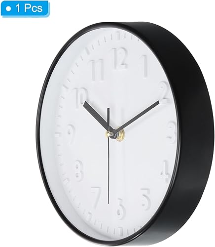 Miniatura 3 de PATIKIL Reloj de pared de 8 pulgadas, número 3D, de cuarzo, funciona con pilas, silencioso, sin tictac, redondo, para oficina, dormitorio,