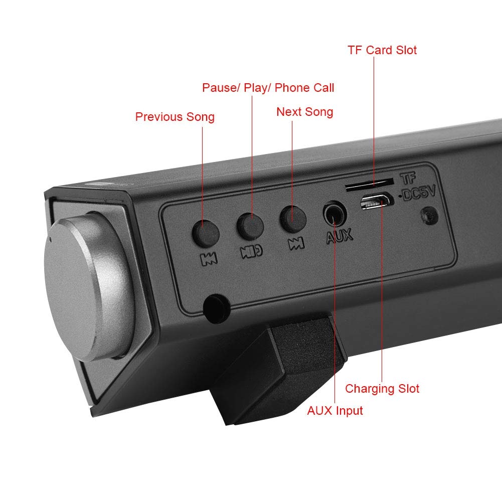 Altavoz de Barra de Sonido Bluetooth, Nuevo Altavoz de Sonido Estéreo Bluetooth S08 con Control Remoto, Reproductor de Audio de Subwoofer Estéreo Inalámbrico para TV en el Hogar/PC/Computadora Portáti