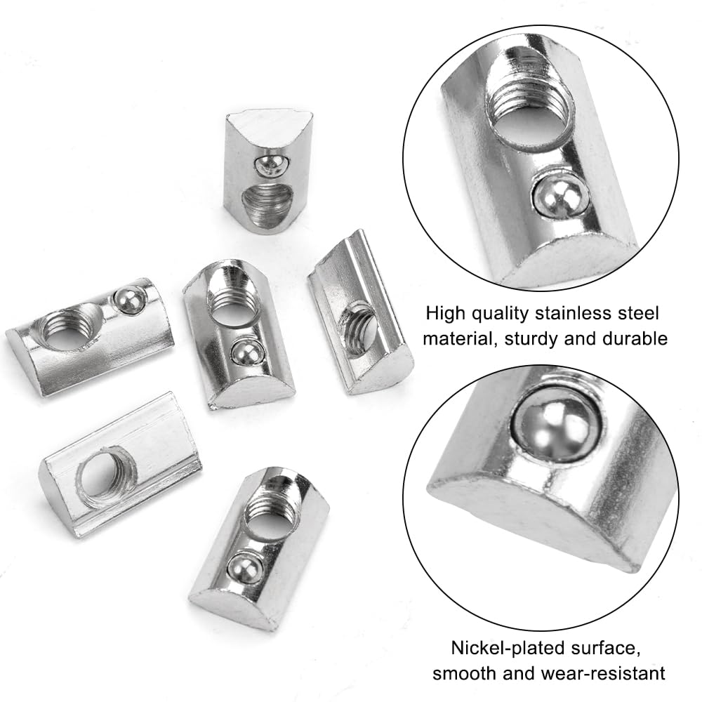 100 Dadi Scorrevoli M8 Per Profili Alluminio - Acciaio Al Carbonio Nichelato, Serie 40 - Foto 12