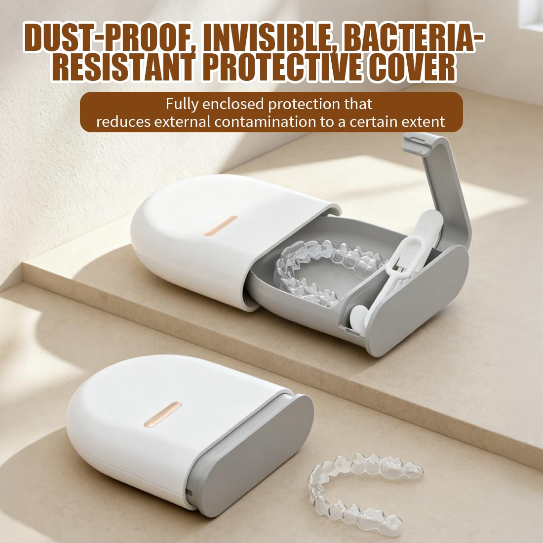 Caja Ferula Dental para Dentaduras Postizas, Almacenamiento Ortodoncia Retenedor