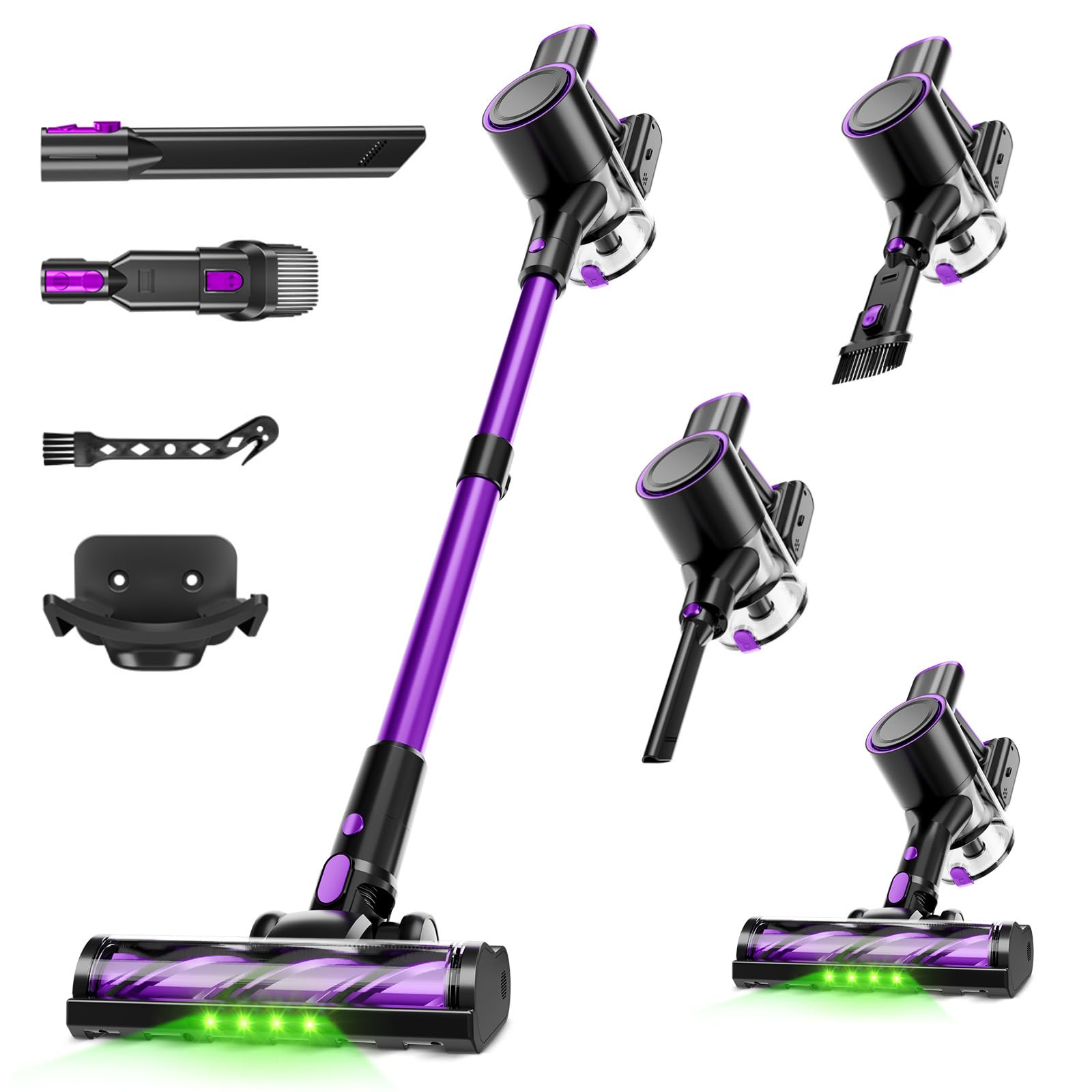 Cordless Vacuum Cleaner 500W 40Kpa Vacuum Cleaners for Home Stick Vacuum Cordless with LED Display Anti-Tangle Wall Mount
