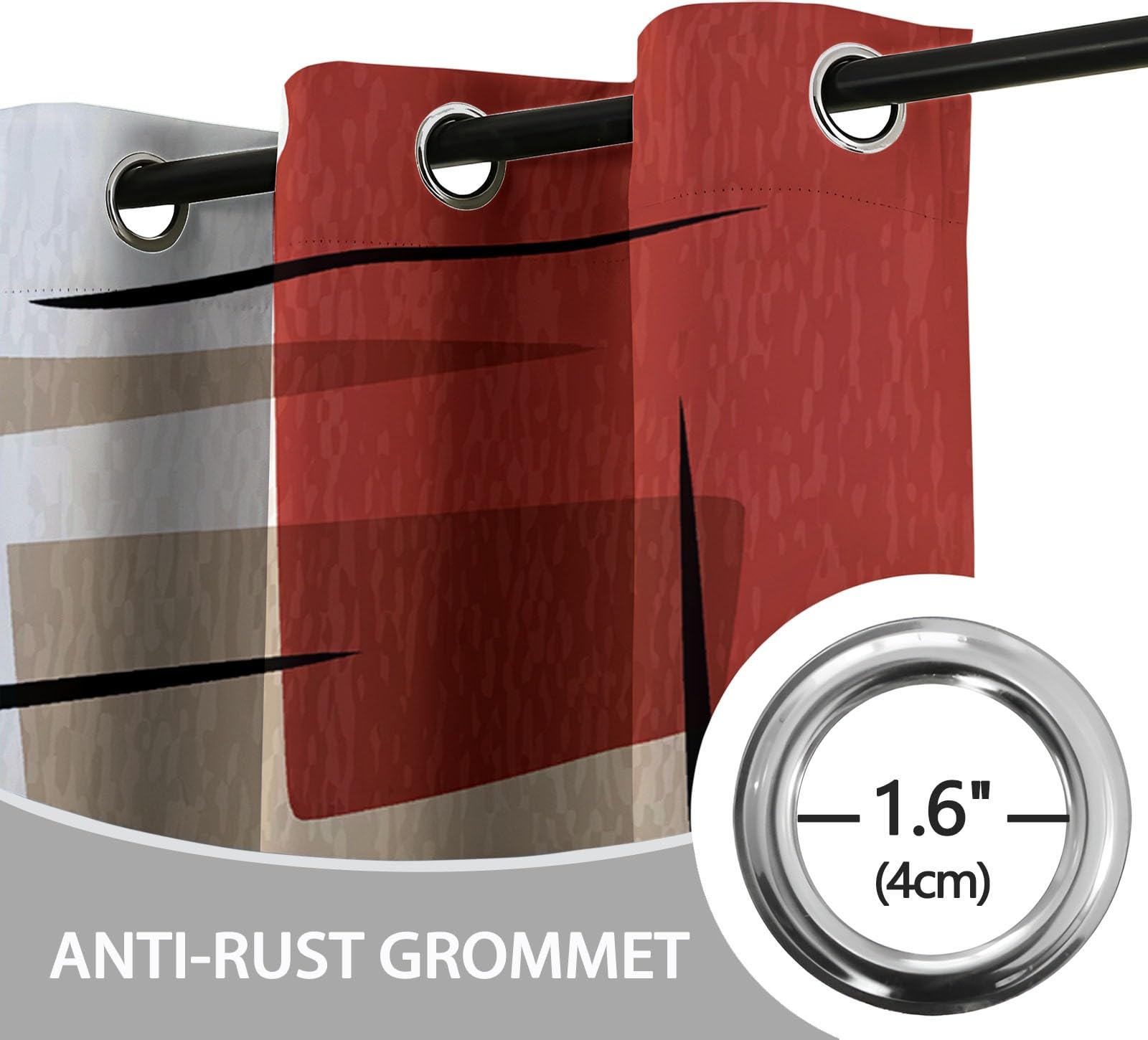 Rideau Occultant Thermiques Anti Froid, Abstrait Géométrique Moderne Carrés Coloré Rideaux à Oeillets Isolant Anti-Bruit pour Chambre et Salon Chambre Enfant, 140L X 250H cm (2 Panneaux)