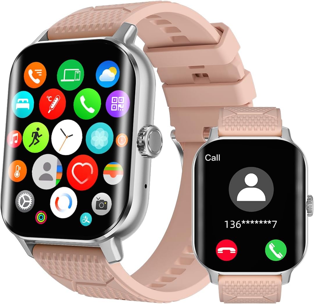 Smart Watch for Women Girls (Answer/Make Call) IP68 Waterproof 2.02 Amoled Curved Screen Fitness Tracker Smartwatch with Blood Pressure Heart Rate SpO2 Sleep Monitor for Android iOS Phones Pedometer