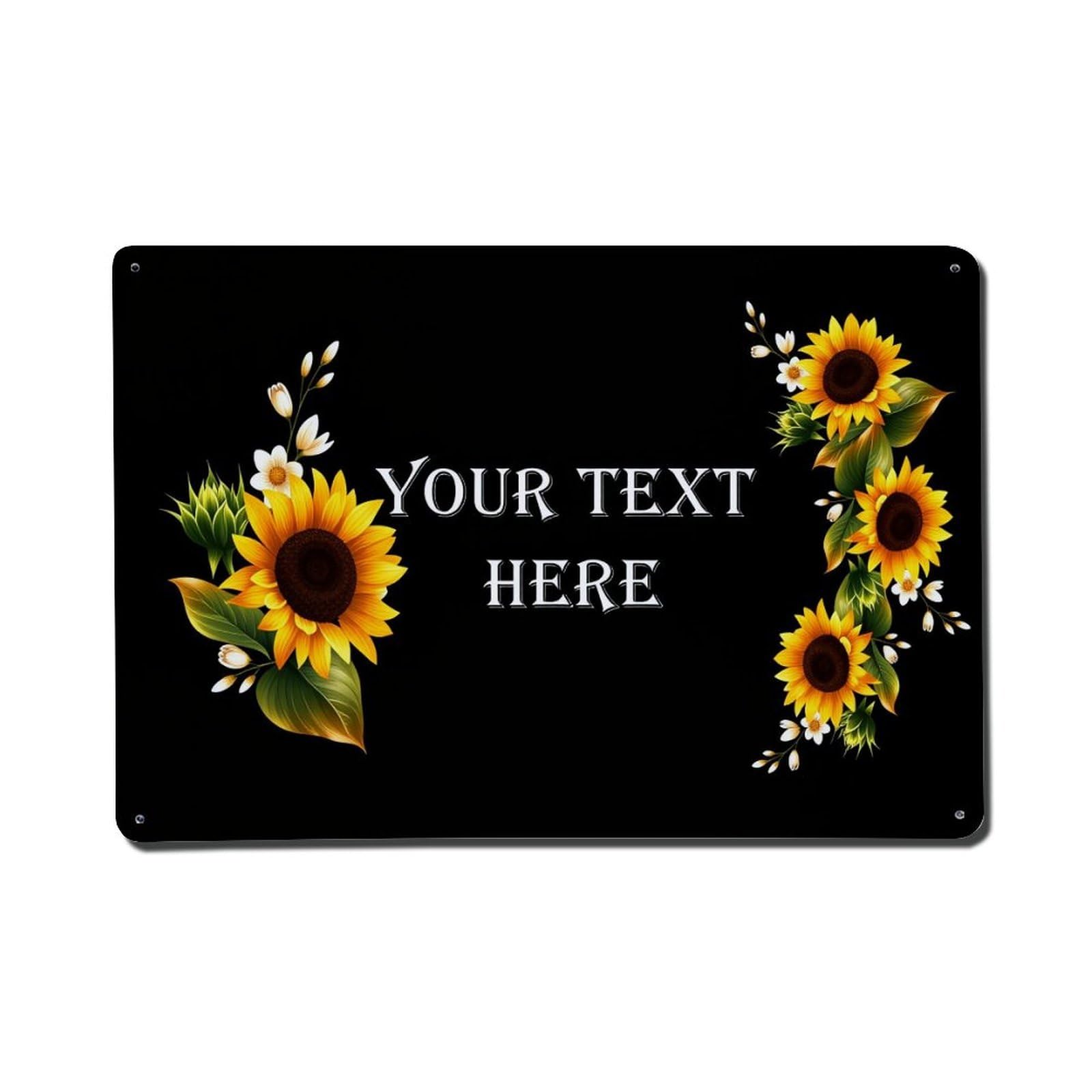 Sunflower Floral Design Pattern Tin Sign Vintage Metal Poster, Home Bar Garage Man Cave Cafe Indoor & Outdoor Wall Decoration 8x12Inches