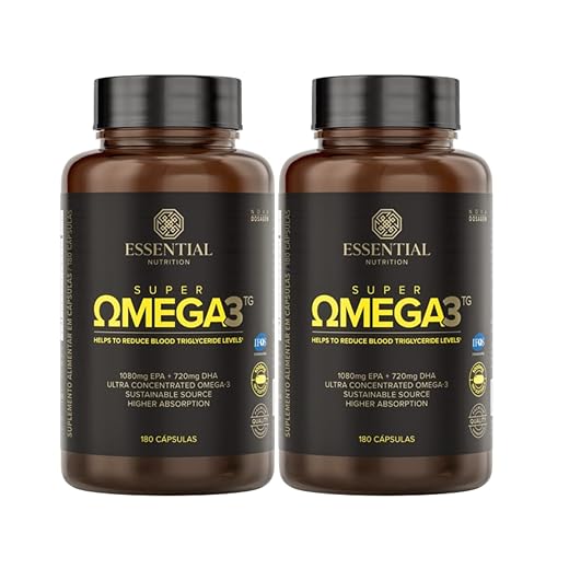 Super Ômega 3 TG 1000mg - 2 unidades de 180 Cápsulas - Essential