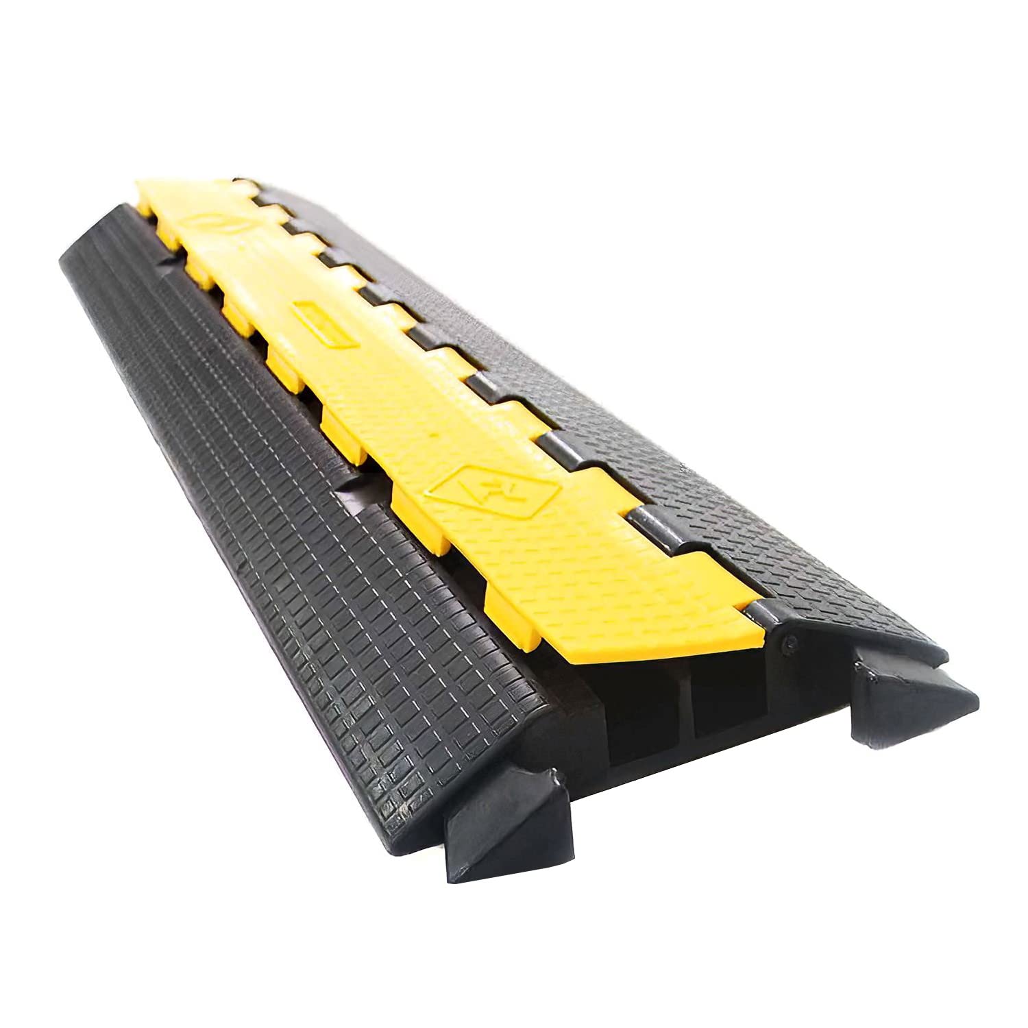 Allcam RCP5YB 0.9m/3ft Outdoor Pavement Street Cable Cover 2x 32x32mm Wire Channels 20-ton Heavy Duty Hi-Vis Yellow/Black Protector