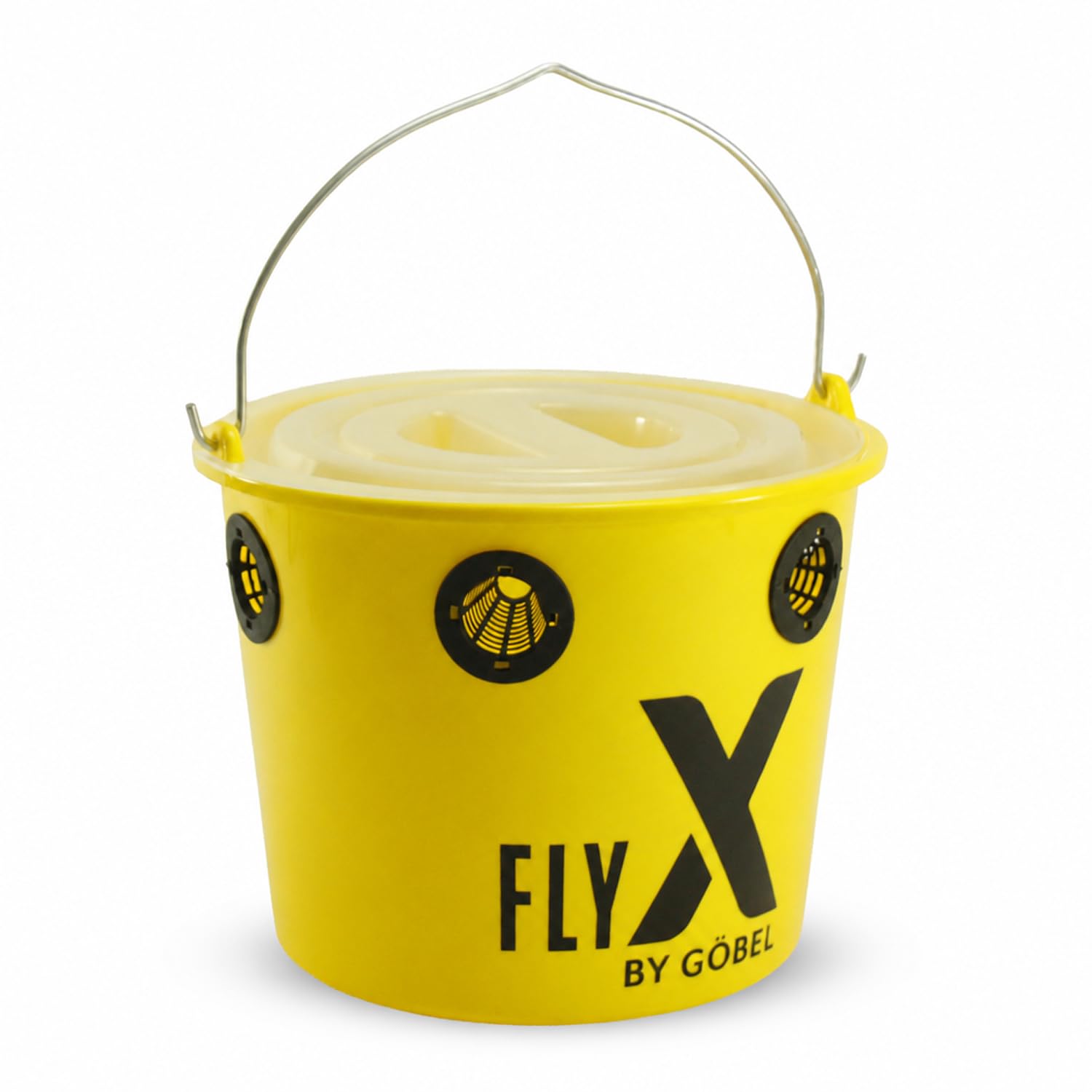 Piège à mouches Göbel Fly X, pour jardin, écurie, saule et chevaux, protection idéale contre les mouches, jusqu'à 250 000 mouches, insectes, freins, tiques, seau à suspendre avec arceau (piège à