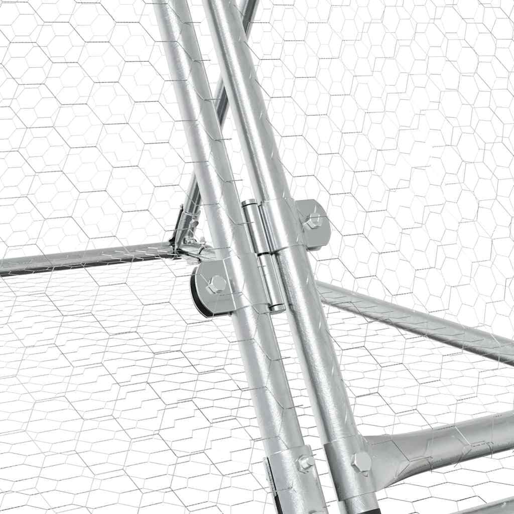 vidaXL Conigliera Argento 400x105x91 cm in Acciaio Zincato gabbia per conigli da esterno casetta per animali casetta per conigli