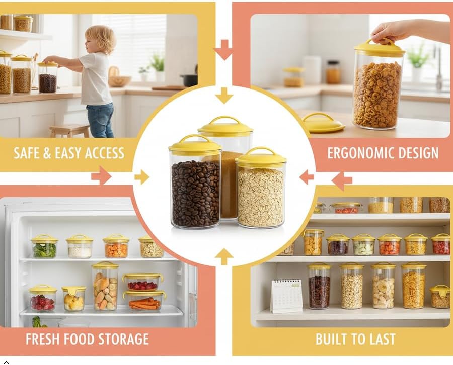 Miniatura 6 de Reston Lloyd, Envases herméticos libres de BPA para almacenamiento de alimentos, para cereales, pasta, azúcar, café, harina, galletas, té suelto,