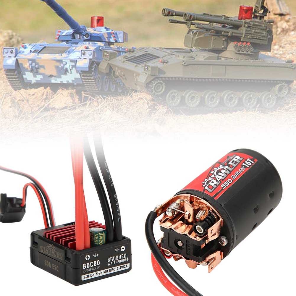 Changor Motor Cepillado 550 0,57 de Alto par para Coches Trepadores de Control Remoto Negro Rojo 1 X Motor 1 X ESC