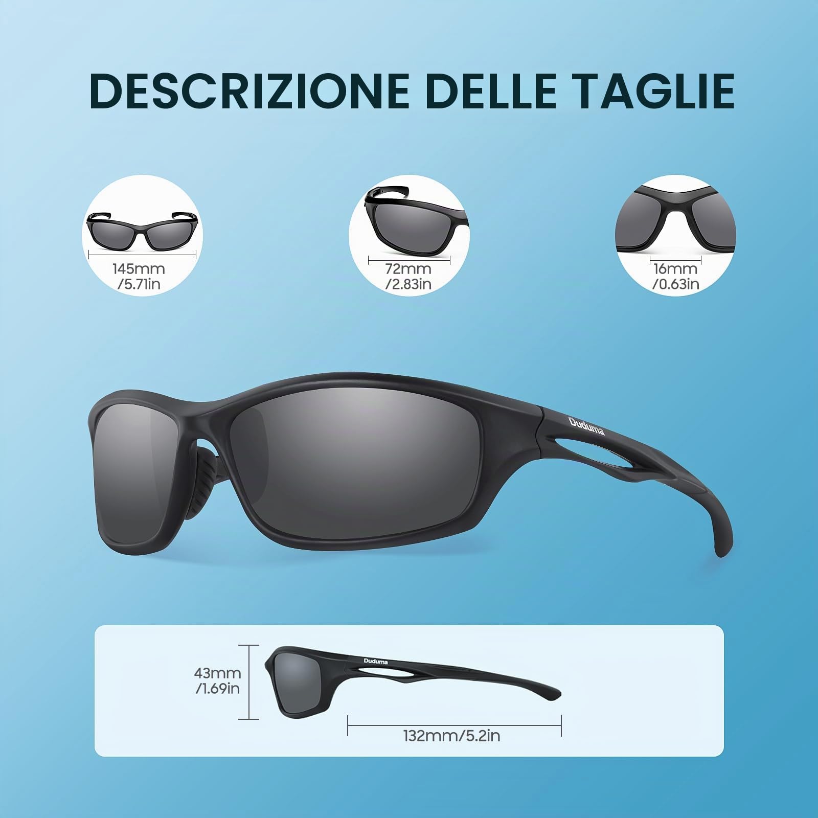 Duduma Occhiali da sole da uomo polarizzati Occhiali sportivi ciclismo bici pesca running UV400 Occhiali da sole per uomo donna TR90