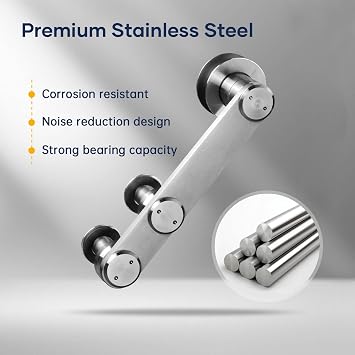 EaseLife 5 FT Stainless Steel Sliding Barn Door Hardware Track Kit,Heavy Duty,Anti-Rust Anti-Corrosion,Slide Smoothly Quietly,Easy Install (5FT Track Kit for 26~30 Single Door)