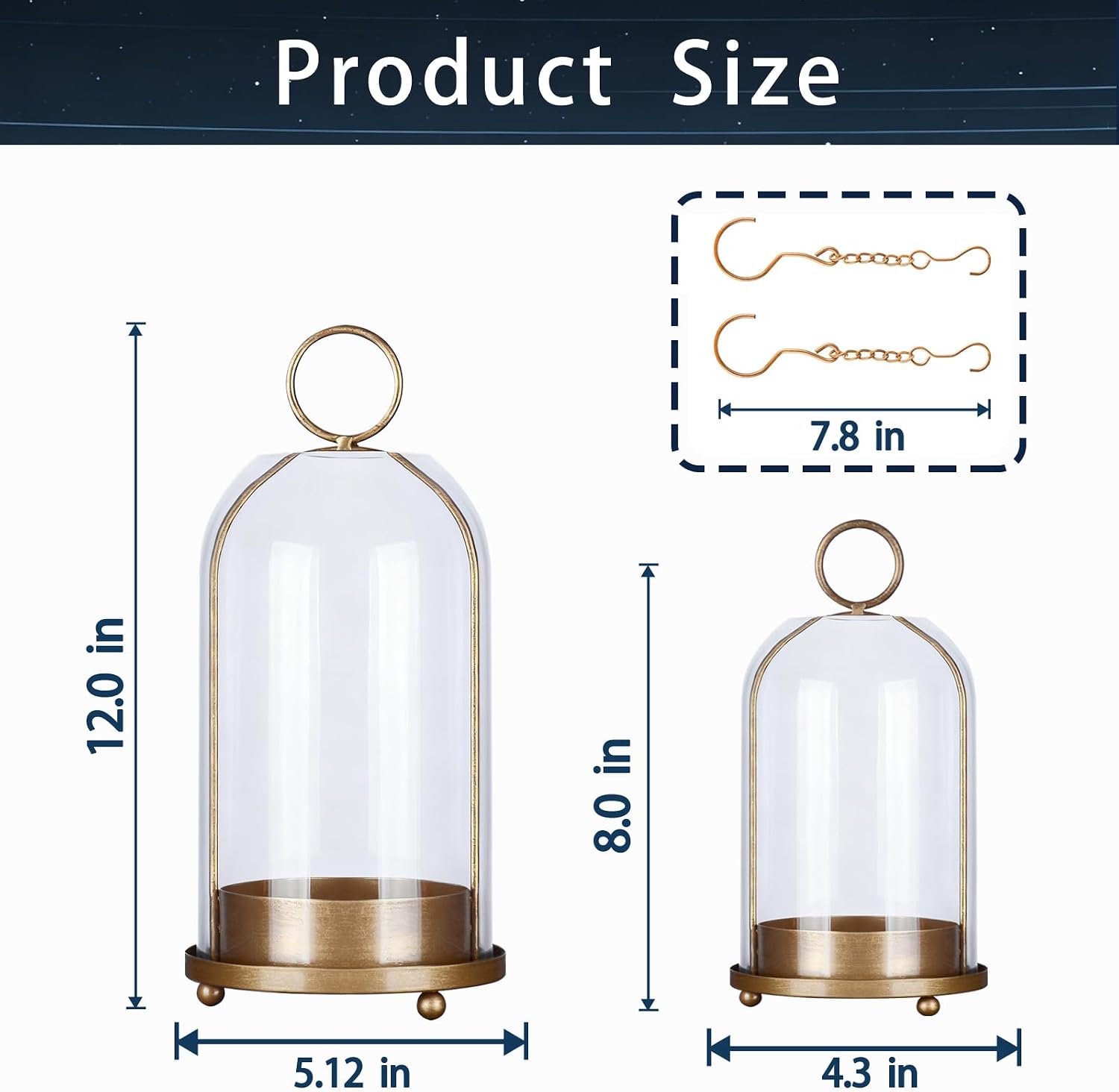 Metal Candle Holder,Hurricane Glass Candle Holders,Brass Base Dome Glass image 4