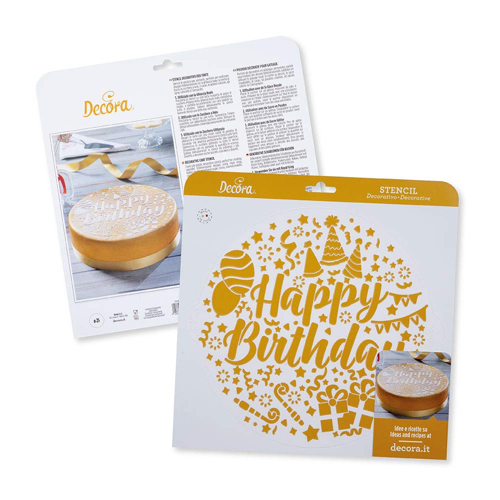Stencil Per Torte Happy Birthday Ø25 Cm Decora