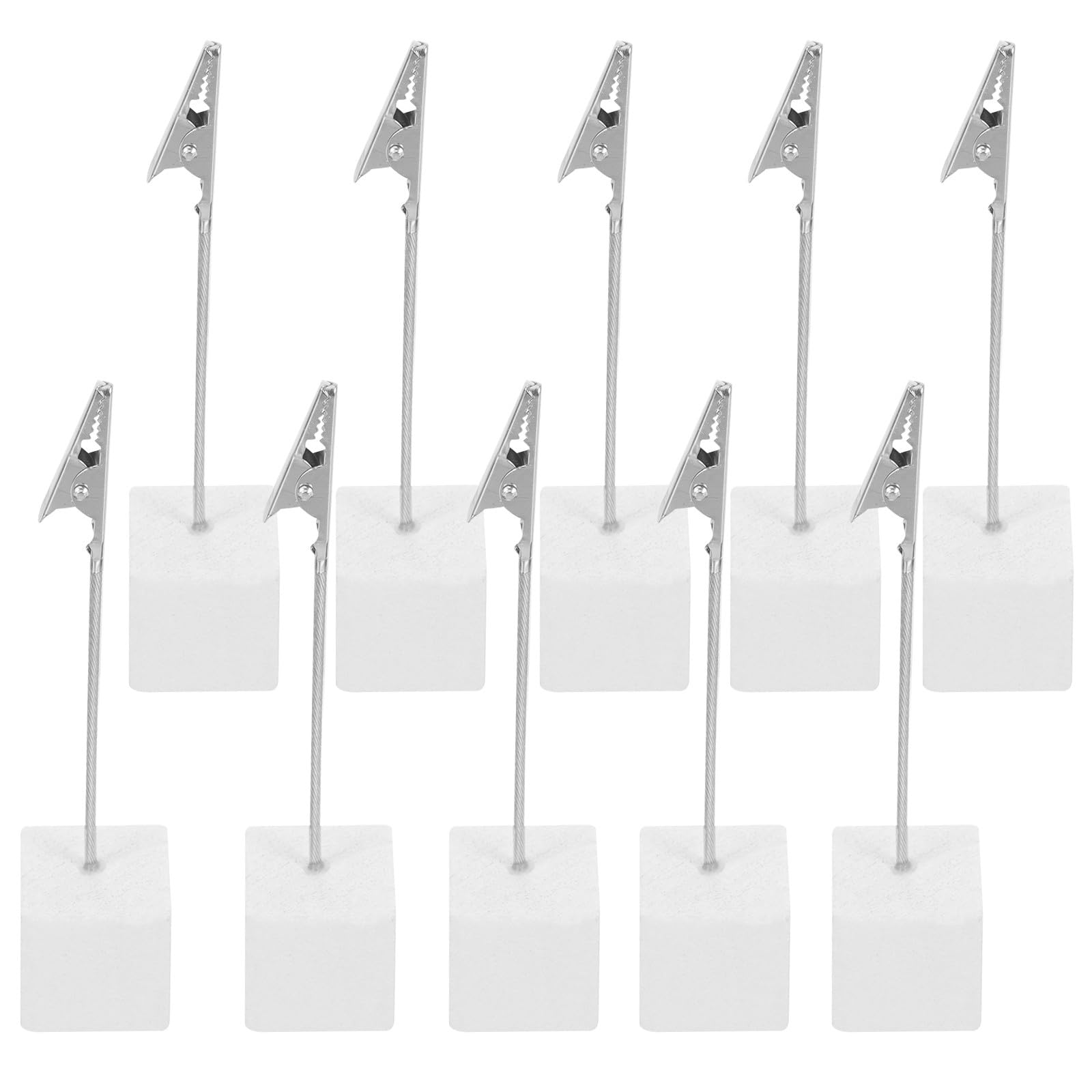 Pince Mémo Cube en Bois Argenté Lot de 10 pour Bureau