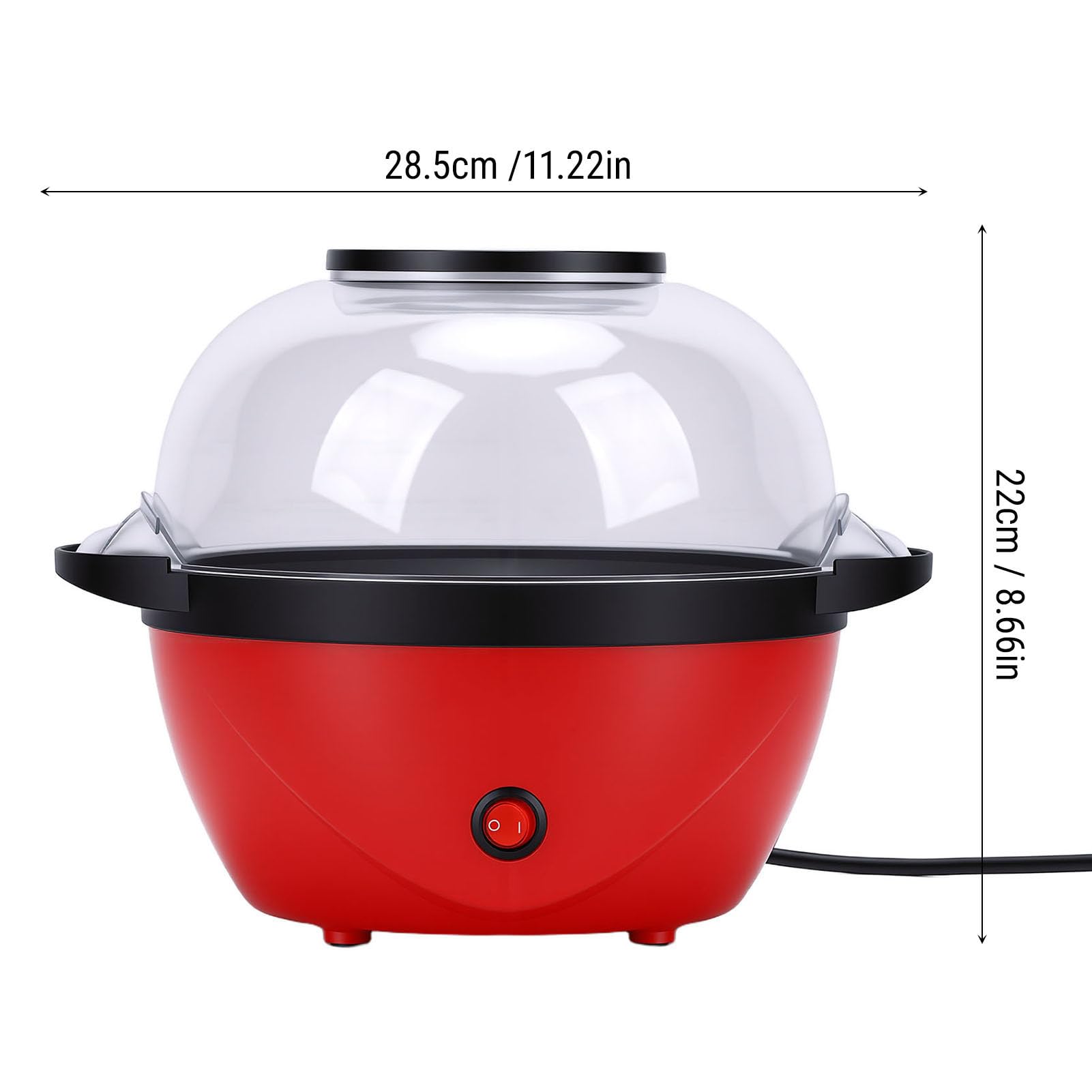 Fdit Máquina de Palomitas Eléctrica Retro, 10 Tazas 450W con Placa Caliente Antiadherente y Tapa Removible para Snacks y Noches de Cine (Enchufe de la UE)