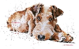 Irish Terrier in Recess 2- Print Watercolour, Irish Terrier art,Irish Terrier print,Irish Terrier art print,Irish Terrier wall decor