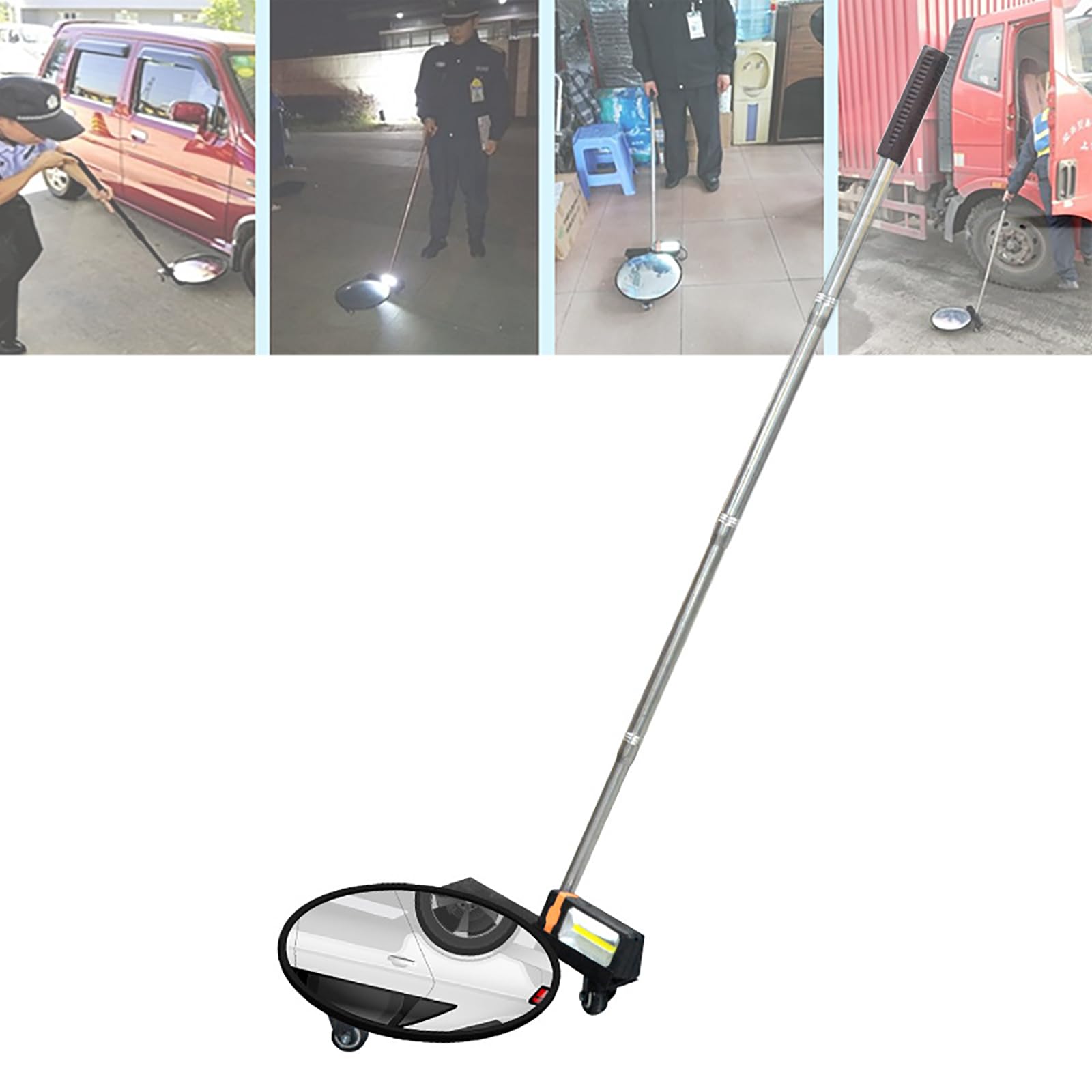 Espejo Retráctil para Bajos, Espejo De Inspección para Bajos con Luz De Relleno, Superficie del Espejo: 300 Mm, Longitud Telescópica: 475-1140 Mm, Utilizado para Inspección De Bajos