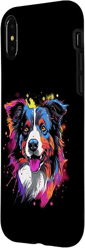 Miniatura 5 de Funda con diseño de salpicaduras de color arcoíris retro para iPhone 1212 Pro Border Collie