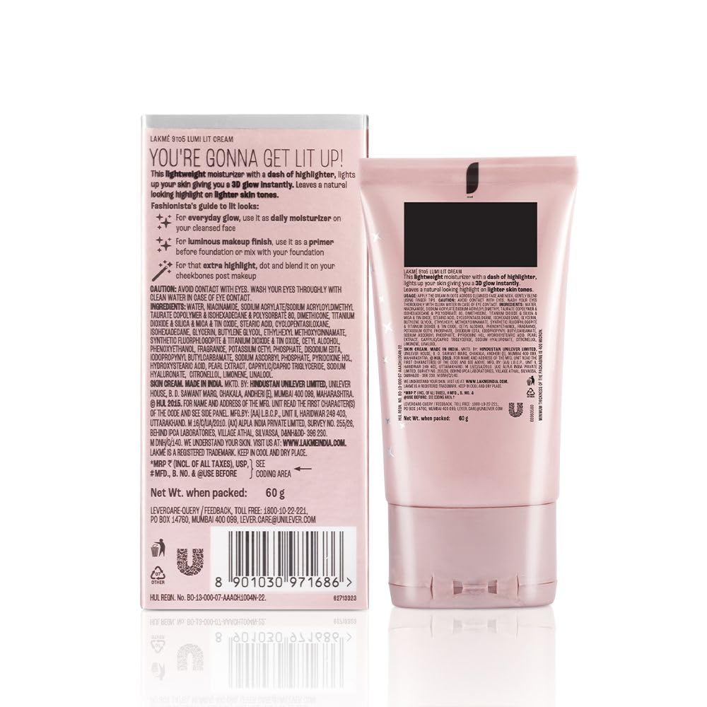 Lakme Lumi Lit Cream, Face Cream with Moisturizer + Highlighter - Image 2