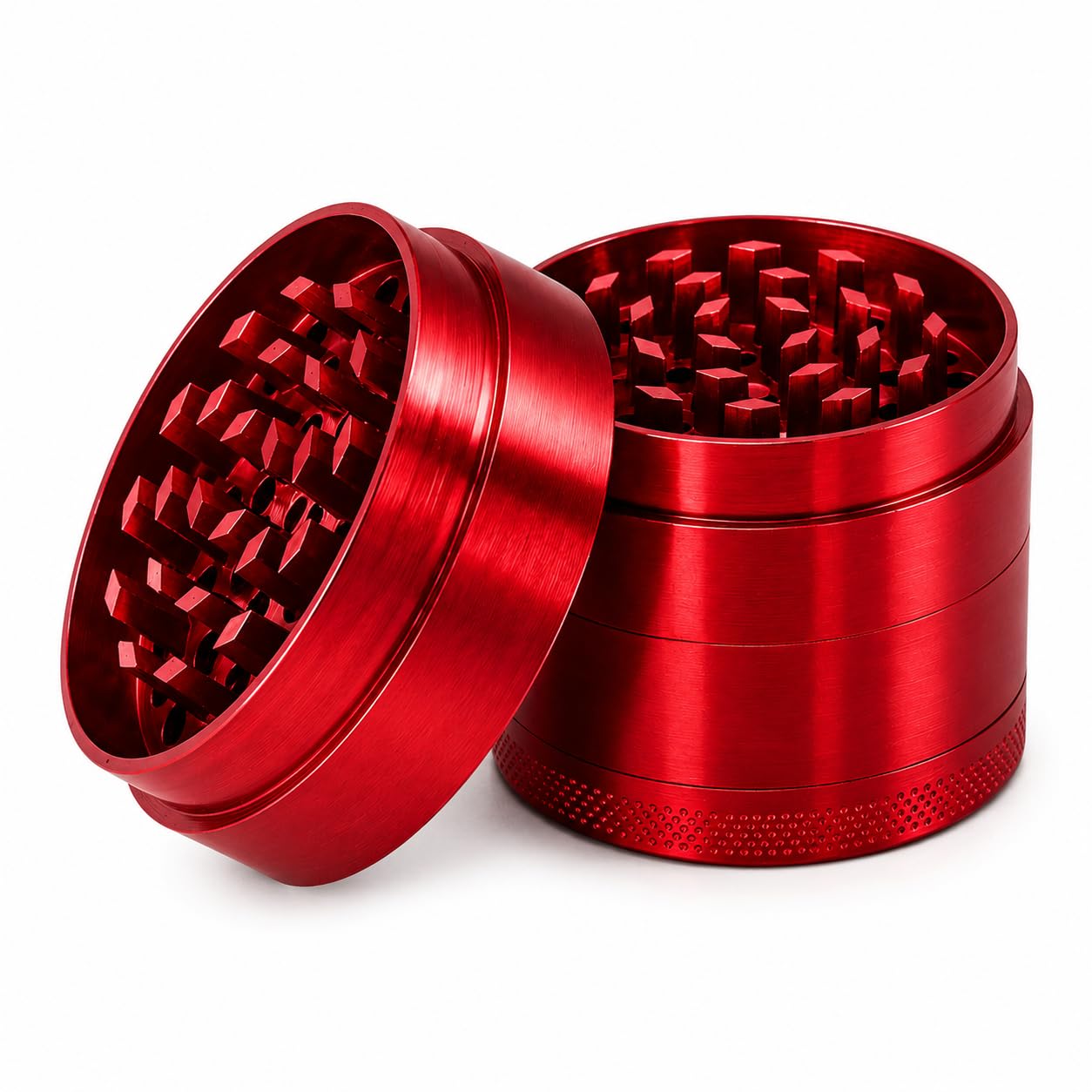 Fenny's Creations Kitchen Herb Grinder Metal Aluminium 90mm Spice Mills Big Diameter (Red)
