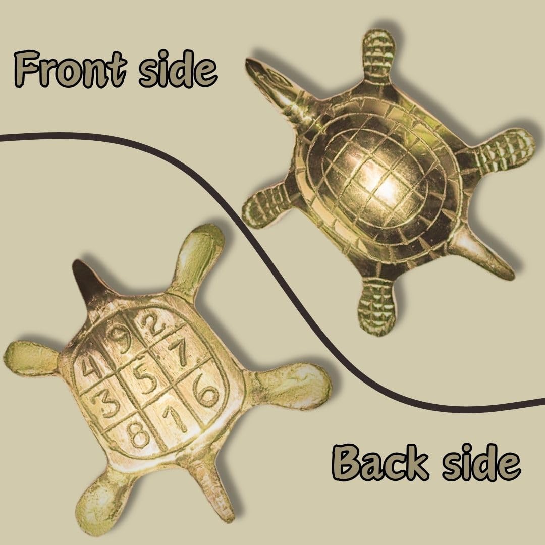 TREE MAISON CORONATING HOMES Brass Big Turtle with Yantra Statue | Weight - 336 Gram Approx | Size-5 inch |Pital Kachhua | for Peace & Prosperity | Idol and Figurines | Turtle for Good Luck 2