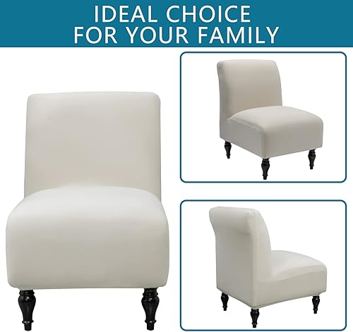 Miniatura 7 de Liykimt Funda para silla tipo pantufla sin brazos, tela jacquard elástica de elastano extraíble para sillas sin brazos, fundas protectoras para