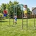 Hapfan Monkey Bars with Gymnastics Bars and Trapeze Swing, 400lbs Heavy Duty Metal Monkey Bar Set for Backyard, Weather-Resistant 3-in-1Outdoor Playset, Space-Smart Design