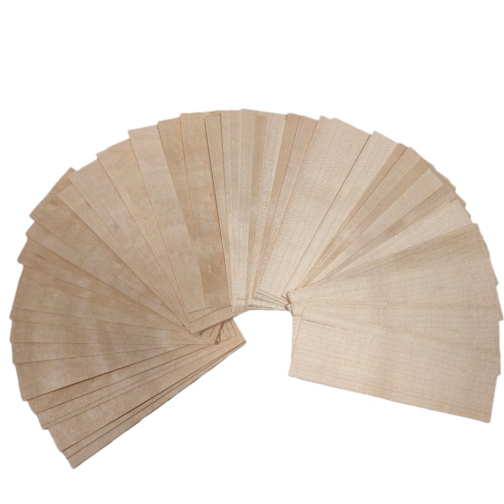 60 Maple Fingerboard Wood Veneer Pack,35 Vertical 25 Cross,Size 5.5" x2",Pre Cut for Fingerboard Deck DIY Marquetry Inlay Craft