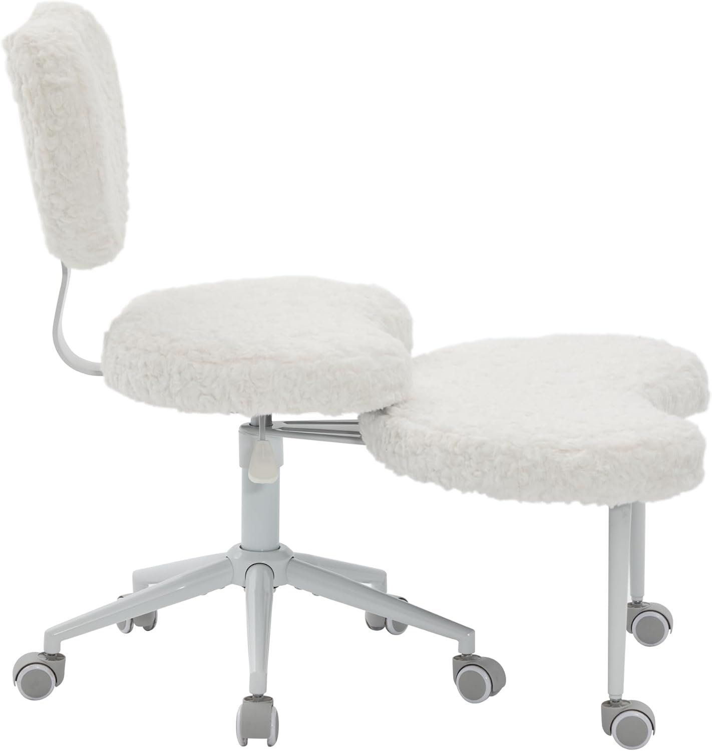 Refined Elegant Meditation Chair,360°Swivel Office Chair with Cross Legged,Modern Minimalist Style Reading Chair for Living Room,Bedroom,Study,Beige Faux Fur