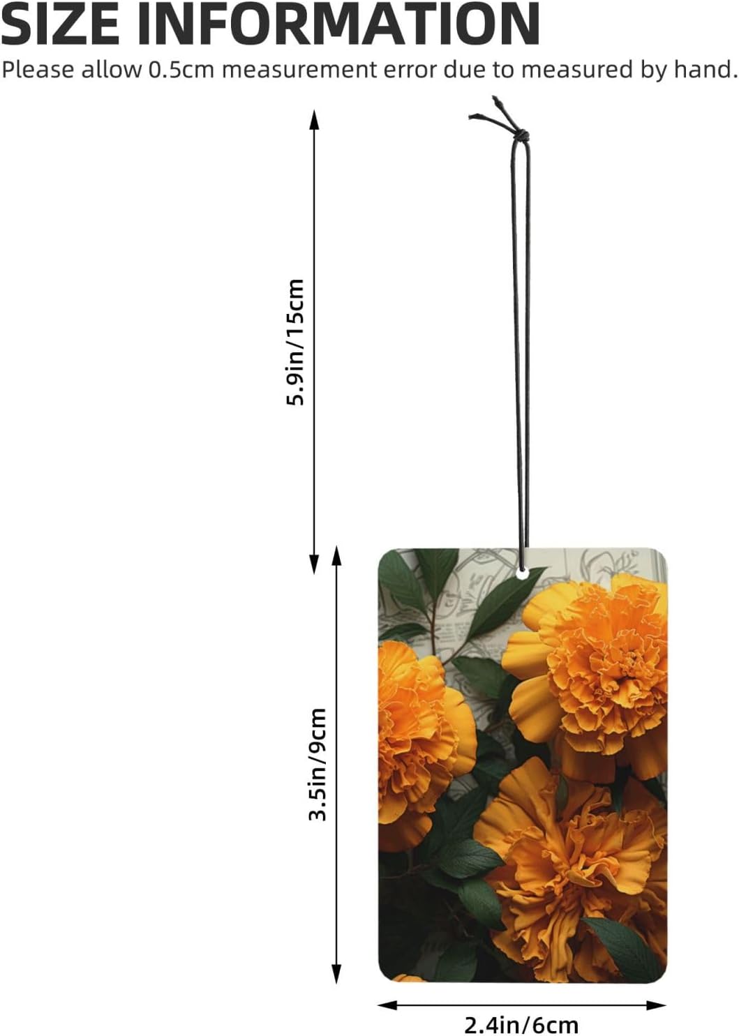 Marigold Car Air Fresheners Cards Set of 4 Pieces, Long-Lasting Auto Aromatherapy Tablets Gifts Car Rearview Mirror Pendant Hanging Scented Cards for Wardrobe Bathroom image 4