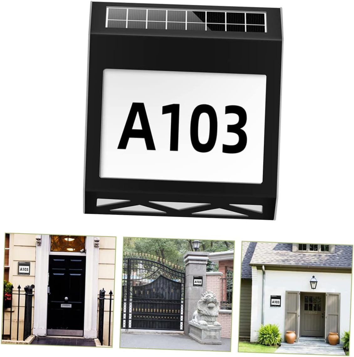 Solar Address Sign Light Waterproof 6000K White LED Outdoor House Number Plaque for Home Solar Powered Door Sign for Residential Use