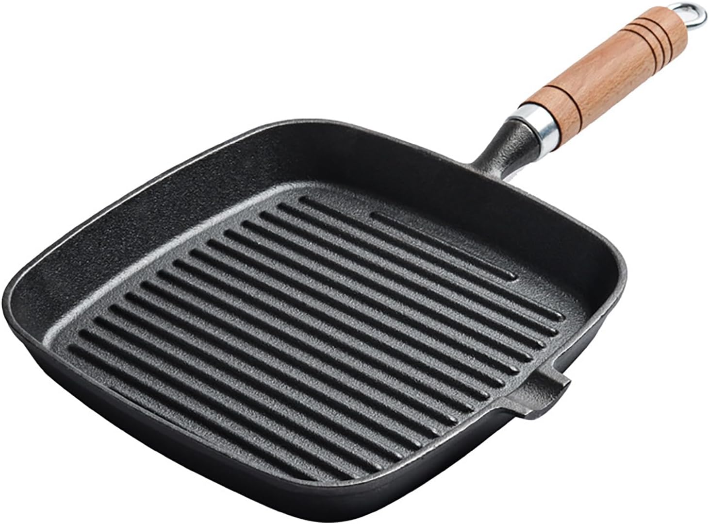 Haofy Steak Grill Pan, Cast Iron Steak Frying Pan Uncoated Non Stick Household Striped 22cm Steak Frying Pan